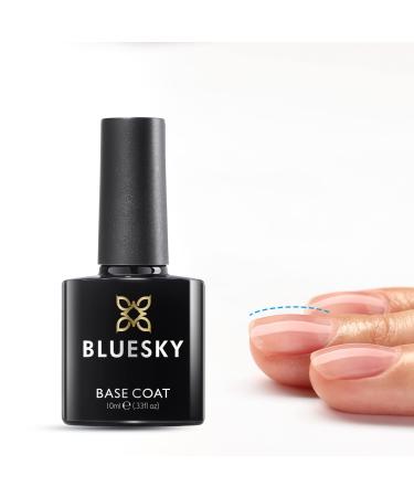 BLUESKY Rubber Base Gel for Nails Strengthener Gel Base Coat for Protecting Natural Nails from Breaking, Chipping Long Lasting Uniform Coating with Enhanced Adhesion, Clear, 10ml