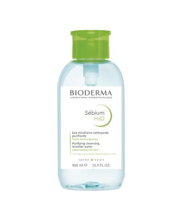 Bioderma - Sbium H2O - Micellar Water - Facial Cleanser and Makeup Remover - Face Cleanser for Combination to Oily Skin With Pump 16.9 Fl Oz (Pack of 1)