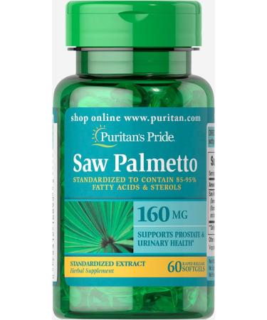 Puritans Pride Saw Palmetto Standardized Extract 160 mg Softgels, 60 Count - Buy Online on GoSupps.com