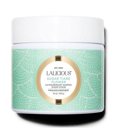 LaLicious Sugar Tiare Flower Extraordinary Whipped Sugar Scrub - Cane Sugar Body Scrub with Coconut Oil & Honey No Parabens (16oz)