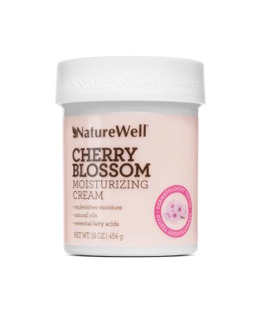 NATUREWELL Cherry Blossom Moisturizing Cream for Face, Body, & Hands, Delicately Scented, Replenishes Moisture with Essential Fatty Acids for Smooth & Radiant Skin, 16oz.