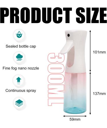 BRITECO Water Spray Bottle for Hair Continuous Fine Mist Spray Bottle Refillable Salon Spray Bottle for Hairstyling Plants Cleaning 300ML - Water Mist Misting and More - Buy Online on GoSupps.com
