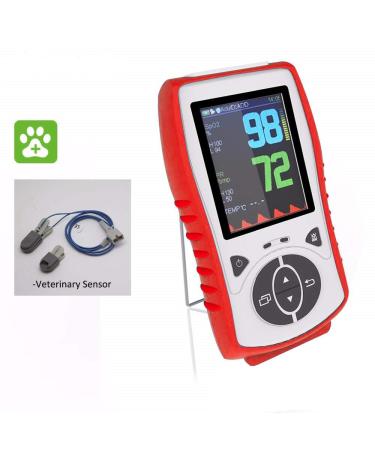 Vet Pulse Oximeter - Handheld Pet Vital Signs Monitor for Dogs Cats & Horses | SpO2 Heart Rate TEMP | Rechargeable LCD Device (Orange Case - Buy Online on GoSupps.com