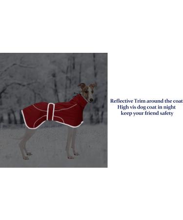 Red Greyhound Winter Coat with Padded Fleece Lining | Water Resistant Dog Jacket - Medium (56-58CM) - Buy Online on GoSupps.com