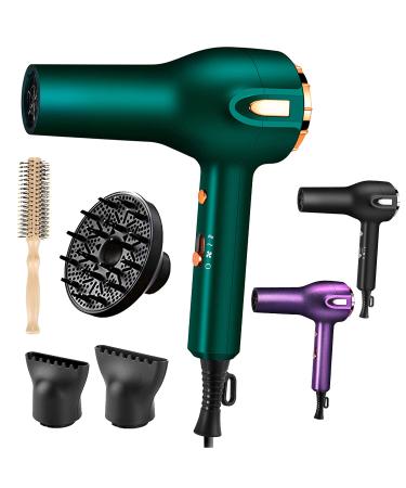 Powerful Hair Dryer,Professional Salon Hair Dryer-Ionic Blow Dryer with Diffuser for Fast Drying,with 3Heating/2Speed Cool Shot Button for Home/Salon/Travel (Green)
