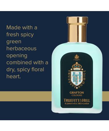 Truefitt & Hill Luxury Cologne - Grafton - Premium Long-Lasting Amber and Leather Men's Fragrance Presented in a Beautifully Etched Traditional Atomizer Bottle - 3.38 oz. - Buy Online on GoSupps.com