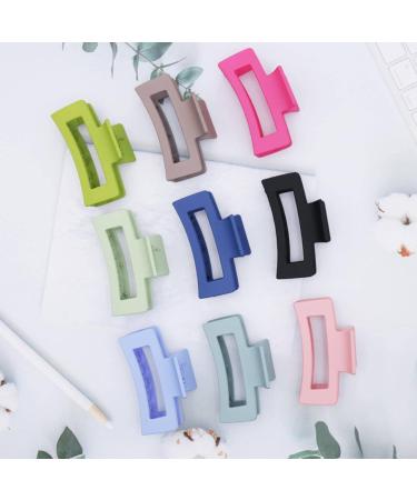 Hollow Frosted Square Grab Clip 8.5cm Medium Hair Clip Sweet Beauty Shark Clip (Set Of 8) Claw Clips For Thick Hair 8PC - Buy Online on GoSupps.com