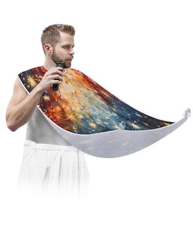 Abstract Geometry Beard Bib Apron Beard Hair Catcher for Men Shaving Fathers Day Anniversary Christmas Gifts for Dad Husband Beard Bib with 2 Suction Cups