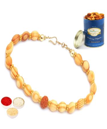 Ghasitaram Gifts Rakhi for Brother Rakhis Online - BB2104 - Bracelet Rakhi with 100 GMS of Dryfruits Mix Can Rakhi Set with 100 gms of Dryfruits Mix Can