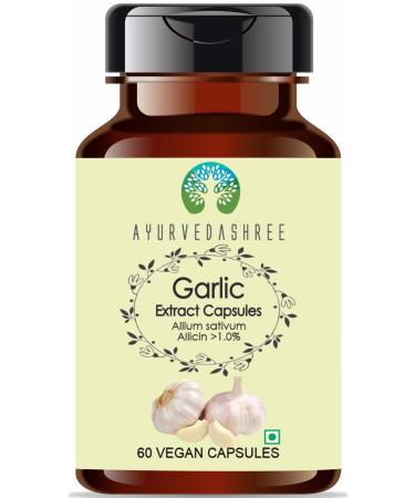 Garlic Extract 500mg - 60 Vegetarian Capsules|Allium Sativum| All Natural | 100% Vegan | Gluten-Free Garlic 60 Count (Pack of 1)