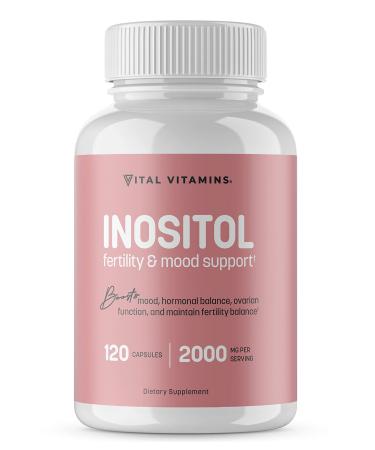 Premium Myo-Inositol Fertility Supplement - Hormone Balance - Aid Ovarian Function Support for Women - Regulate Your Hormones - 120 Capsules by Vital Vitamins 120 Count (Pack of 1)