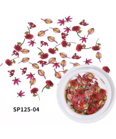 12 Boxes DIY Manicure Wood Pulp Flakes Simulation Leaf Autumn Nail Art Sequins Holographic Maple Leaves Nail Paillettes - Buy Online on GoSupps.com