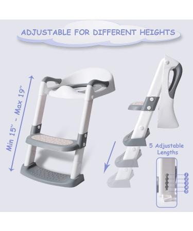 Potty Training Seat with Step Stool Ladder-Double Elite (Grey) - Comfortable Toilet Seat for Kids Boys Girls Toddlers - Foldable & Anti-Slip - Buy Online on GoSupps.com