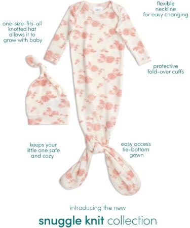 aden + anais Snuggle Knit Newborn Gift Set - Knotted Gown, Swaddle Blanket, Hat, Bib - 0-3 Months Rosettes - Buy Online on GoSupps.com