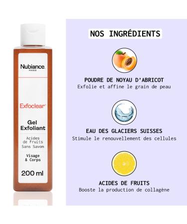 Nubiance Exfoclear - 2x200ml Fruit Acid Peeling Gel for Face & Body | Deep Cleanser for Blackheads Greasy & Dry Skin | International Shipping - Buy Online on GoSupps.com