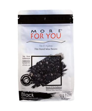 More For You Film Hand Wax Beans Black (Black) 500gr - Hot Wax Warm Wax Hair Removal Hot Wax Sir Agda Depilatory Wax