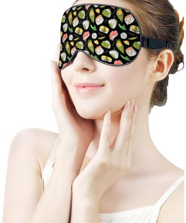 Kawaii Sushi Sleep Mask for Women - Adjustable Eye Shades with Elastic Strap for Comfortable Sleep - Buy Online on GoSupps.com