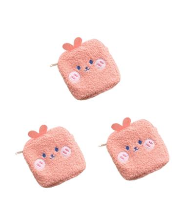 ABOOFAN 3 pieces and holder for ears cosmetic towel toilet make-up girls shape wallet travel rabbit insert cute little napkins teen pocket rosax3stk 14x14cmx3pcs