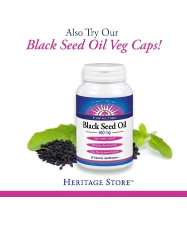Heritage Store Black Seed Oil 1 oz | Pure Cold Pressed | 3% Thymoquinone | Heart, Digestion, Immune & Skin Support - Buy Online on GoSupps.com