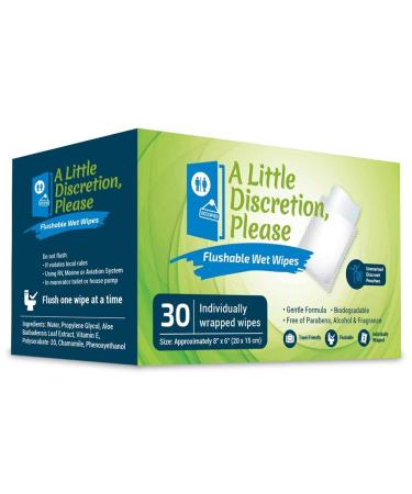 Discreet Individually Wrapped Flushable Travel Wipes for Adults | Unscented & Biodegradable (30 Ct) | Septic & Sewer Safe - Buy Online on GoSupps.com