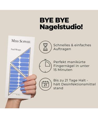 Original Miss Sophie Nail Foils - Ultra-Thin Sky Blue Nail Polish Stripes for Fingers & Toes | Compatible with Natural Painted Acrylic Gel & Shellac Nails - Buy Online on GoSupps.com