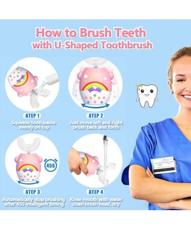 Tasselily Kids Electric Toothbrush - Ultrasonic 360 Cleaning, 5 Modes, IPX7 Waterproof, Smart Reminder - Pink Rainbow Design | Ages 2-6 - Buy Online on GoSupps.com