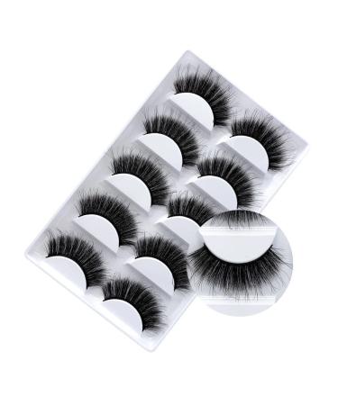 Vivis False Eyelashes 5 Pairs 3D Mink Eyelashes Fluffy Volume Hand-made Dramatic Fake Eye Lashes Black Nature Soft for Various Makeups 3D-01