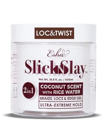 Esha Slick N Slay Braiding Gel   3-in-1 Braid and Edge Gel   Ultra Extreme Hold Gel for Hair   Hydrating and Conditioning Shining Gel   Fast Dry Locking Gel for Locs  Twists  Braids (COCONUT  17 oz.) Coconut 17 Fl Oz (Pa...