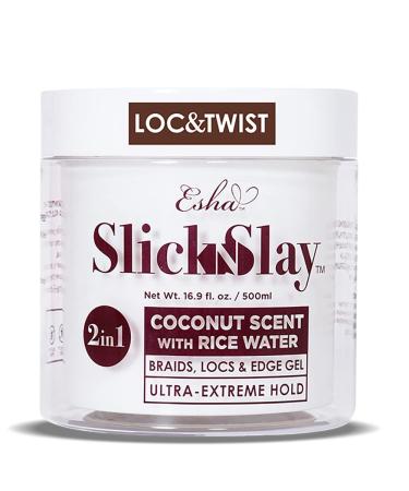 Esha Slick N Slay Braiding Gel   3-in-1 Braid and Edge Gel   Ultra Extreme Hold Gel for Hair   Hydrating and Conditioning Shining Gel   Fast Dry Locking Gel for Locs  Twists  Braids (COCONUT  17 oz.) Coconut 17 Fl Oz (Pa...