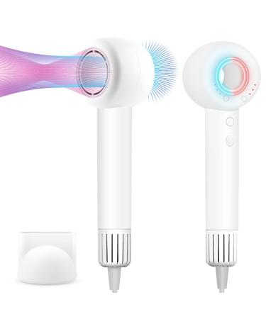 High Speed Hair Dryer 160000 RPM Brushless Motor 500 Million Negative Ionic Blow Dryer Travel Fast Drying Hairdryer Low Noise Lightweight Blowdryer with Nozzle Home Use Ivory White