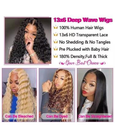 CHEETAHBEAUTY 30 Inch Deep Wave 13x6 HD Lace Front Wig | Brazilian 10A Grade Curly Human Hair Wig for Black Women - Pre Plucked with Baby Hair | 180% Density Natural Black - Buy Online on GoSupps.com