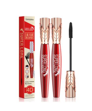 Yanqina Mascara Yanqina 4D Mascara Yanqina Super Long Mascara Quick-Drying Long Lasting No Clumping Waterproof And Sweat Proof Mascara (2Pcs)