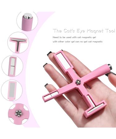 5 in 1 Nail Magnet Tool with Silicone Case - Dual Function Magnetic Pen for 3D Cat Eye Gel Nail Polish - Perfect for Nail Studios - Pink - Buy Online on GoSupps.com