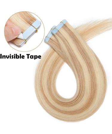 SEGO Tape Hair Extensions - 100% Real Human Hair Adhesive 20 Pieces + 10 Free Tapes Honey Blonde #18P613 14 (35cm) 40g - Perfect for Seamless Application - Buy Online on GoSupps.com