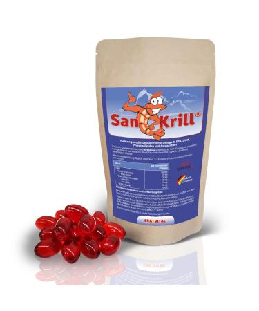 Krill Oil SanKrill 60 capsules each 500 mg Superba Antarctic Krill Oil with high doses of Omega 3 fatty acids (EPA DHA) and Astaxanthin