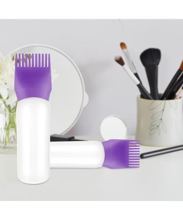SIBBA 170ml Root Comb Applicator Bottle - Professional Hair Oil Applicator with Scale & Brushes - Dark Violet - Buy Online on GoSupps.com