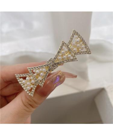Pearl Bow Hairpin Headdress Crystal Double Bow Tie Hair Pin Alligator Clip Ponytail Clip Pearl Bow Hair Clips Bow Pearls Hairpin Non-Slip Duckbill Clip Hair Barrettes Accessories Girls and Women - Buy Online on GoSupps.com