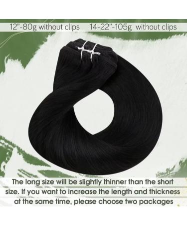Clip in Hair Extensions Black Clip in Human Hair Extensions Natural Real Black Clip Hair Extensions Remy Thick Ends #1 100g 22 Inch - Buy Online on GoSupps.com