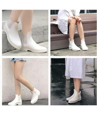 Babaka Women's Waterproof Ankle Rain Boots - Anti-Slip Chelsea Booties in White - Size 5.5 - Buy Online on GoSupps.com