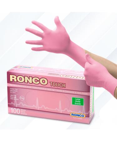 Pink Nitrile Gloves By Ronco Premium Quality Powder Free Textured XS S M L X-Small