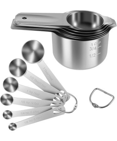 Abizarch 13Pcs Measuring Cup Spoon Set Stainless Steel Measuring Cup Spoon with Clear Scale Rustproof Kitchen Measuring Cup and Spoon Set for Home Cooking Baking ZHAZHAMO(Style 1) - Buy Online on GoSupps.com