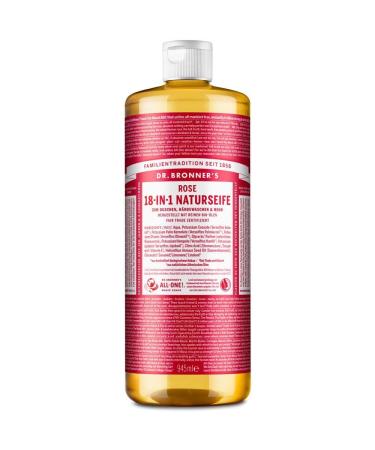Dr Bronner's Dr Bronners 18IN1 Natural Pink Soap Organic liquid soap With natural pink aroma Shower gel hand soap shampoo and much more With organic coconut olive and jojoba oil 945 ml 1er Pack