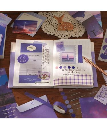 LA QUEENIE Aesthetic Scrapbook Kit 326pcs Scrapbooking Supplies Kit Art Journaling Supplies with Stationery A6 Grid Notebook Scrapbook Gift for Teen Girl Kid(Purple) purple B - Buy Online on GoSupps.com