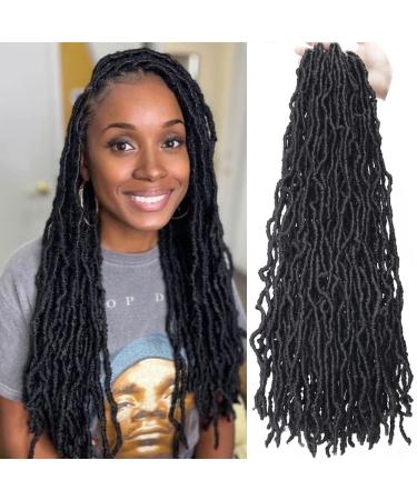 9Packs Nu Locs Crochet Hair Braids Long Soft Locs 24inch Crochet Hair Pre-looped Goddess locs Curly wave Synthetic Hair for Black Women (24 1b) 24 1b