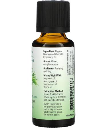Buy Now Foods Organic Rosemary Essential Oil - 1 fl oz (30 ml) | Pure & Natural Aromatherapy Oil for Wellness - Buy Online on GoSupps.com