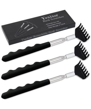 Yexixsr 3 Pack Extendable Back Scratcher Portable Telescopic Back Massager Back Scratchers for Men Women Kids Adults, Back Scratching Tool with Rubber Handles