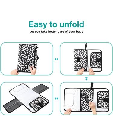 Lekebaby Nappy Changing Mat Portable Changing Mat Baby Travel Change Mat with Wipe-Pocket and Head Cushion Cow Stria Grey-Cow Stria - Buy Online on GoSupps.com