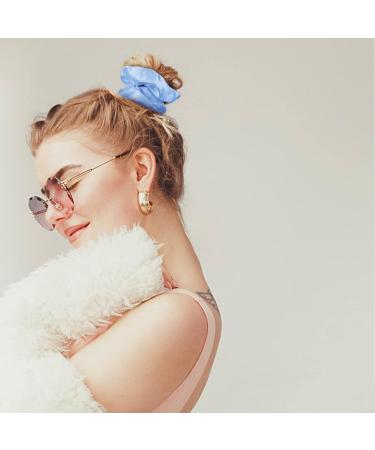 12 Pack Blue Satin Hair Scrunchies - Elastic Hair Ties for Women and Girls - Buy Online on GoSupps.com