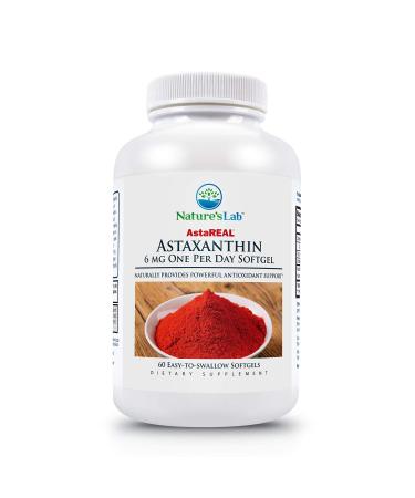 Nature's Lab AstaREAL Astaxanthin - 6mg of Potent Antioxidant Protection for Skin, Eyes, Joints & Inflammation* - 60 Capsules (2 Month Supply)