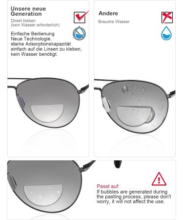 OKH Bifocal Lens Reader - Self-Adhesive 2.5 Diopter Enlargement Lenses for Sunglasses & Sports Glasses - Reusable No Water Needed - Buy Online on GoSupps.com